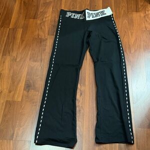 PINK Black Yoga Pants with Black & Silver Sequin Waistband